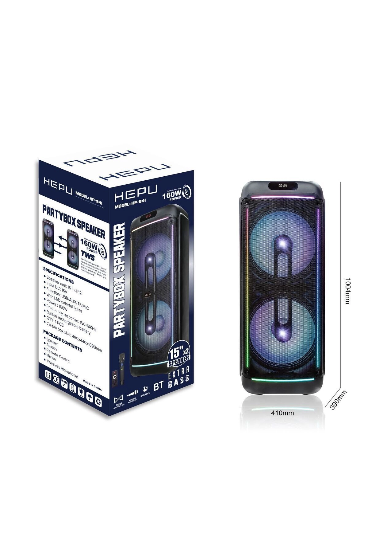 HEPU HP-941 Partybox Bluetooth Hoparlör | 160W RMS