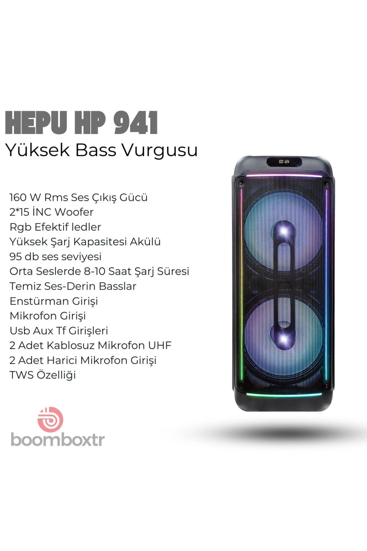 HEPU HP-941 Partybox Bluetooth Hoparlör | 160W RMS