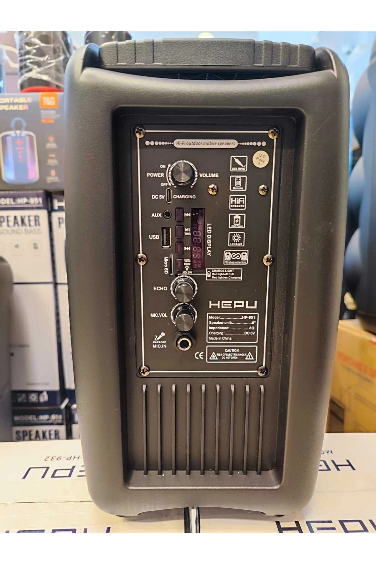HP 951 Taşınabilir Bluetooth Şarjlı Hoparlör 8 inc Güçlü Bass