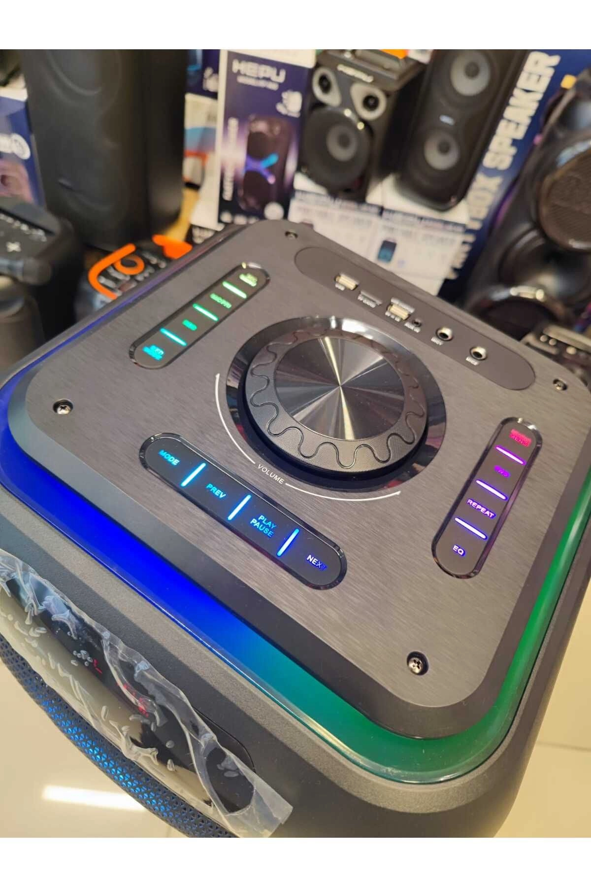 Hepu Hp 970 Taşınabilir Şarjlı Bluetooth Parti Hoparlörü 100w Rms 12 inc *2 Subw Süper Bass