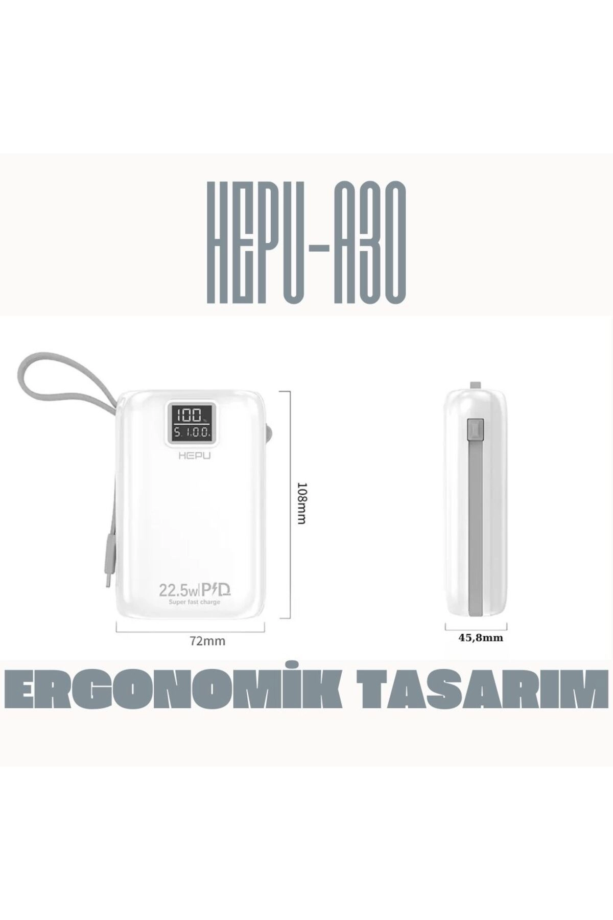 HP A-03 30.000 mAh Power Bank 22.5W PD Hızlı Şarj 1 To 6
