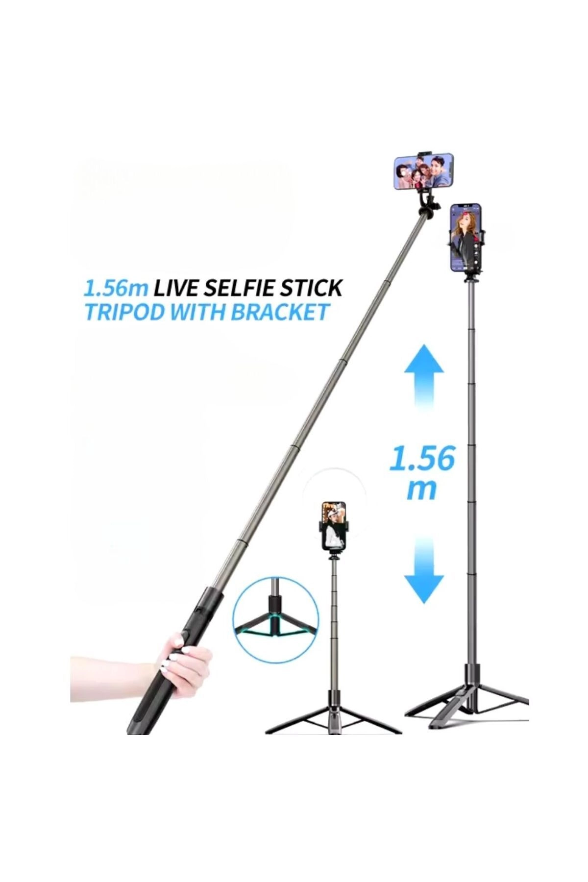 Hepu HP T08 Profesyonel Bluetooth Selfi Çubuğu 150 cm