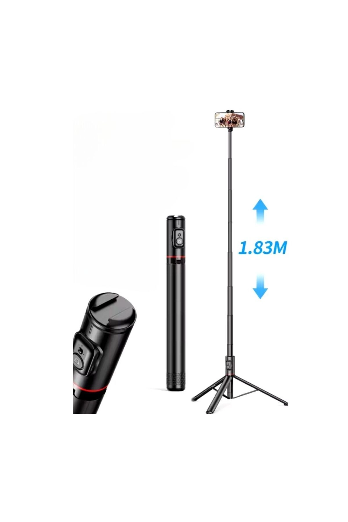 Hepu Hp T10 Bluetooth Özellikli Stabil selfi Çubuğu 183 Cm Ayarlanabilir Uzunluk