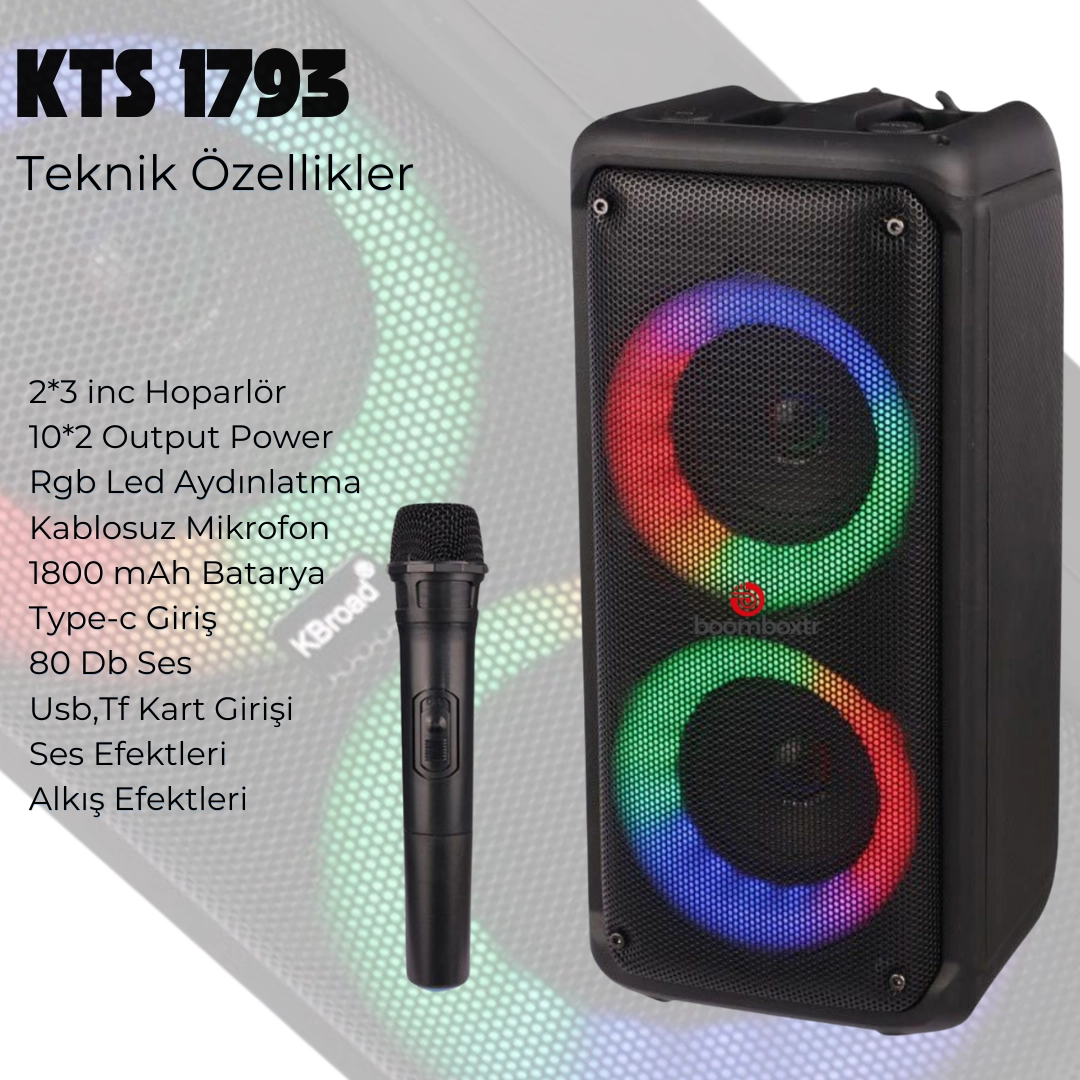KTS 1973 Taşınabilir Şarjlı Bluetooth Hoparlör 3*2 inc 20 w 1800 mAh