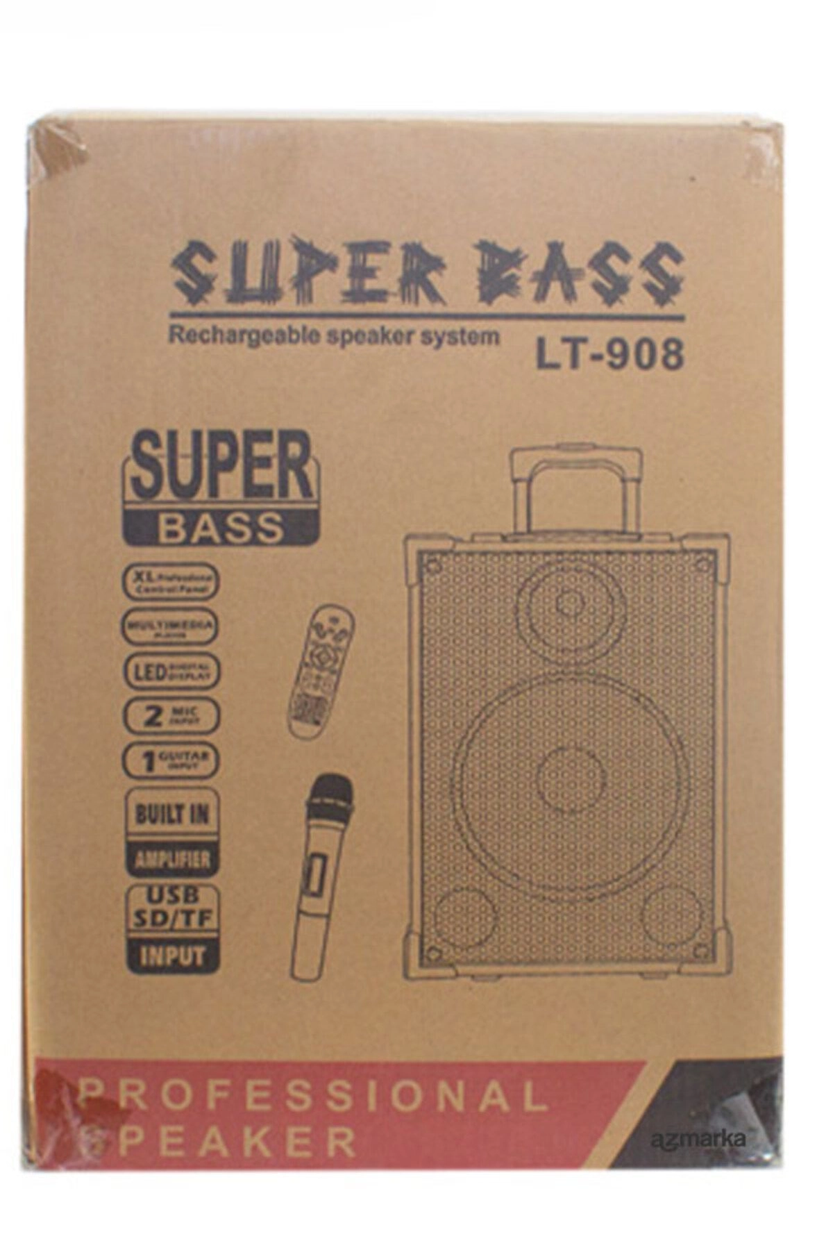 Süper Bass Şarjlı Telsiz Mikrofonlu Amfi Sistemi-Bt-Sd-Usb Lt-908 Model