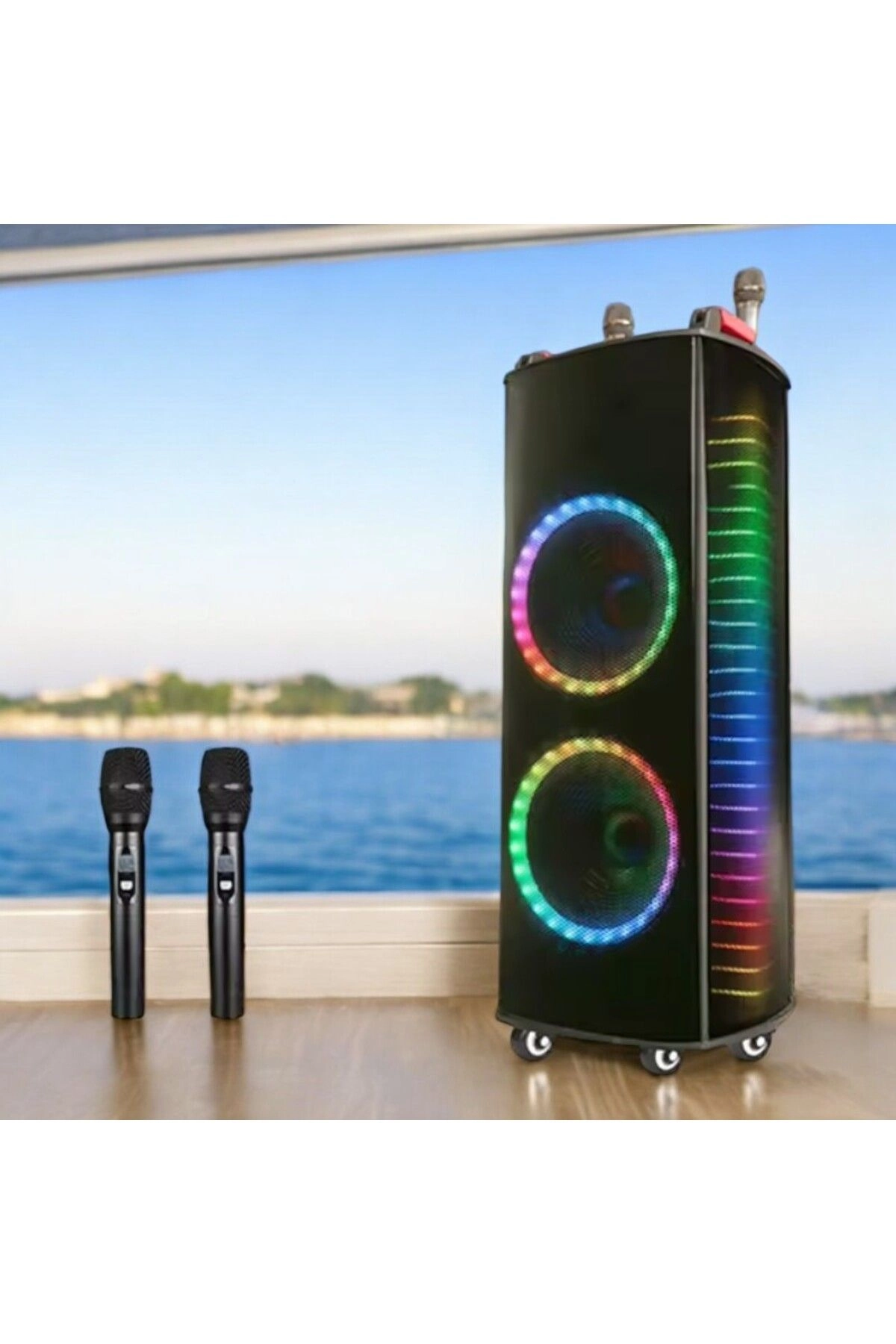 NDR A1010S Taşınabilir Şarjlı Bluetooth  Parti Hoparlörü Rms 100w 2*10 inc Hoparlör  Karaoke
