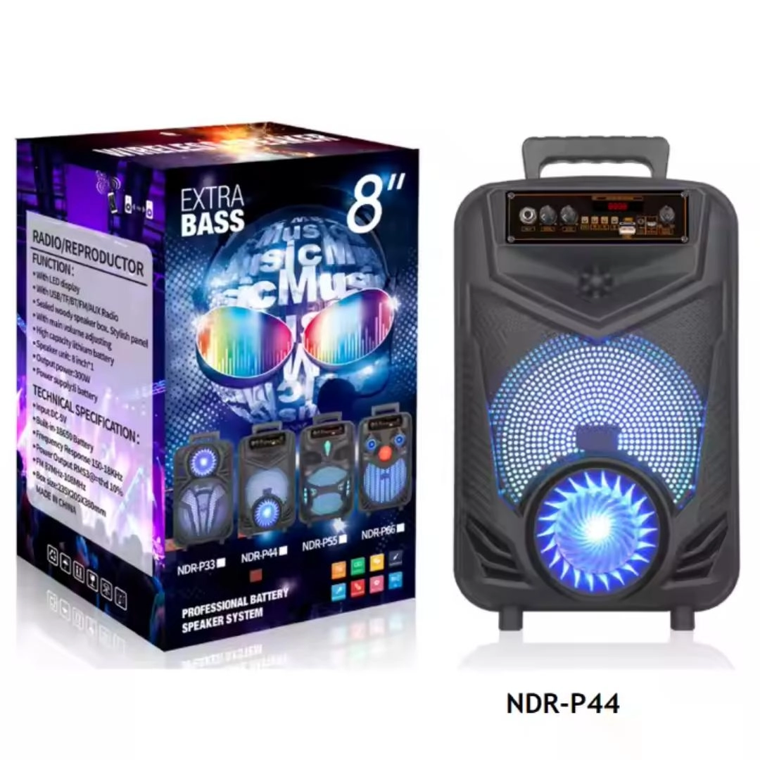 NDR-P44 Mikrofonlu Kumandalı Rgb Ledli Taşınabilir Bluetooth Hoparlör Usb-Tf-Fm Radyo