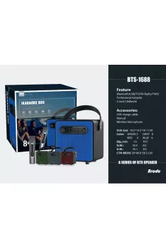 Bts 1688 Taşınabilir Şarjlı Bluetooth Hoparlör 4 inc Karaoke Özellik Kablosuz Şarjlı Mikrofon