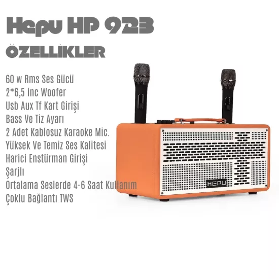 HEPU HP 923 Bluetooth Parti Hoparlörü 40 w Rms