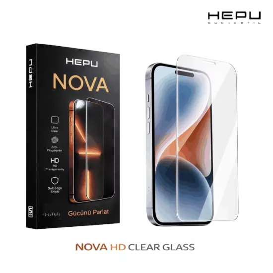 HEPU NOVA HD Clear Temperli Cam Ekran Koruyucu – iPhone 14 Pro Uyumlu