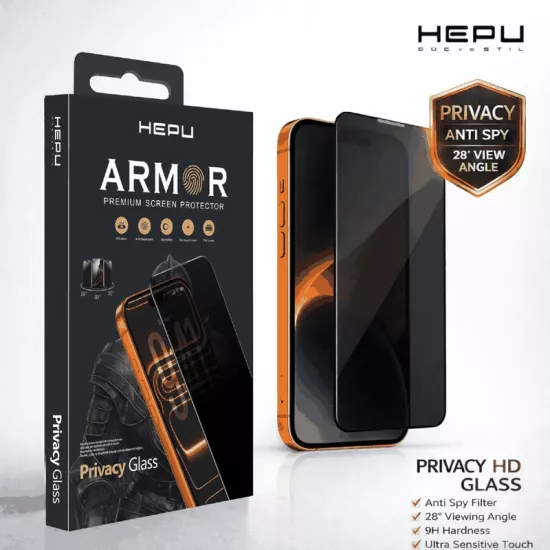 HEPU ARMOR Series Privacy Cam Ekran Koruyucu – iPhone 15 Pro Uyumlu