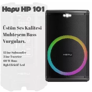 HEPU HP 101 15’’ 60W RMS – Süper Bass RGB Hoparlör