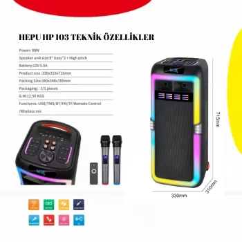 Hepu HP 103  Bluetooth Hoparlör 80 w Rms  