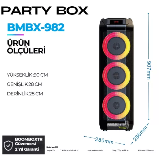 HEPU HP-982 Bluetooth Hoparlör 3×8” Hoparlör, 30W 