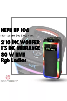HP 104 Taşınabilir Bluetooth Hoparlör 80 w Rms 2*10 inc Subwoofer Ultra Bass