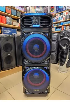Hepu Hp 928 Taşınabilir Şarjlı Ahşap Bluetooth Parti Hoparlörü 100 w 12 inc*2 Subw Super Bass