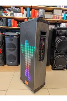Hepu Hp-933 Taşınabilir Kule Tipi Ahşap Kasa Bluetooth Parti Hoparlörü 100 W rms 12 inc*2
