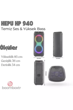 HEPU HP-940 Bluetooth Hoparlör | 80W RMS | 2x10” Ultra Bass