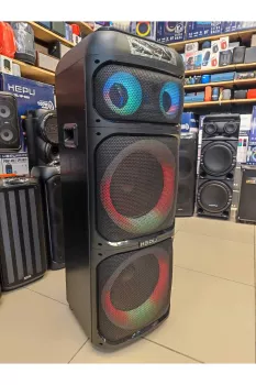 Hepu Hp 970 Taşınabilir Şarjlı Bluetooth Parti Hoparlörü 100w Rms 12 inc *2 Subw Süper Bass