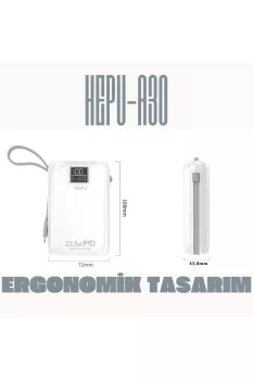 HP A-03 30.000 mAh Power Bank 22.5W PD Hızlı Şarj 1 To 6
