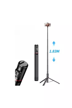 Hepu Hp T10 Bluetooth Özellikli Stabil selfi Çubuğu 183 Cm Ayarlanabilir Uzunluk