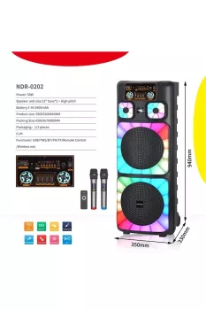 Boomboxtr NDR-0202 2*12 İnc Taşınabilir Büyük Boy Bluetooth Parti Hoparlörü Amfi Özellikli