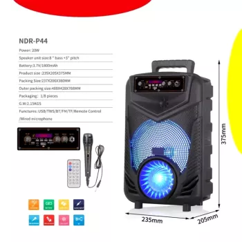 NDR-P44 Taşınabilir Bluetooth Hoparlör Usb-Tf-Fm 