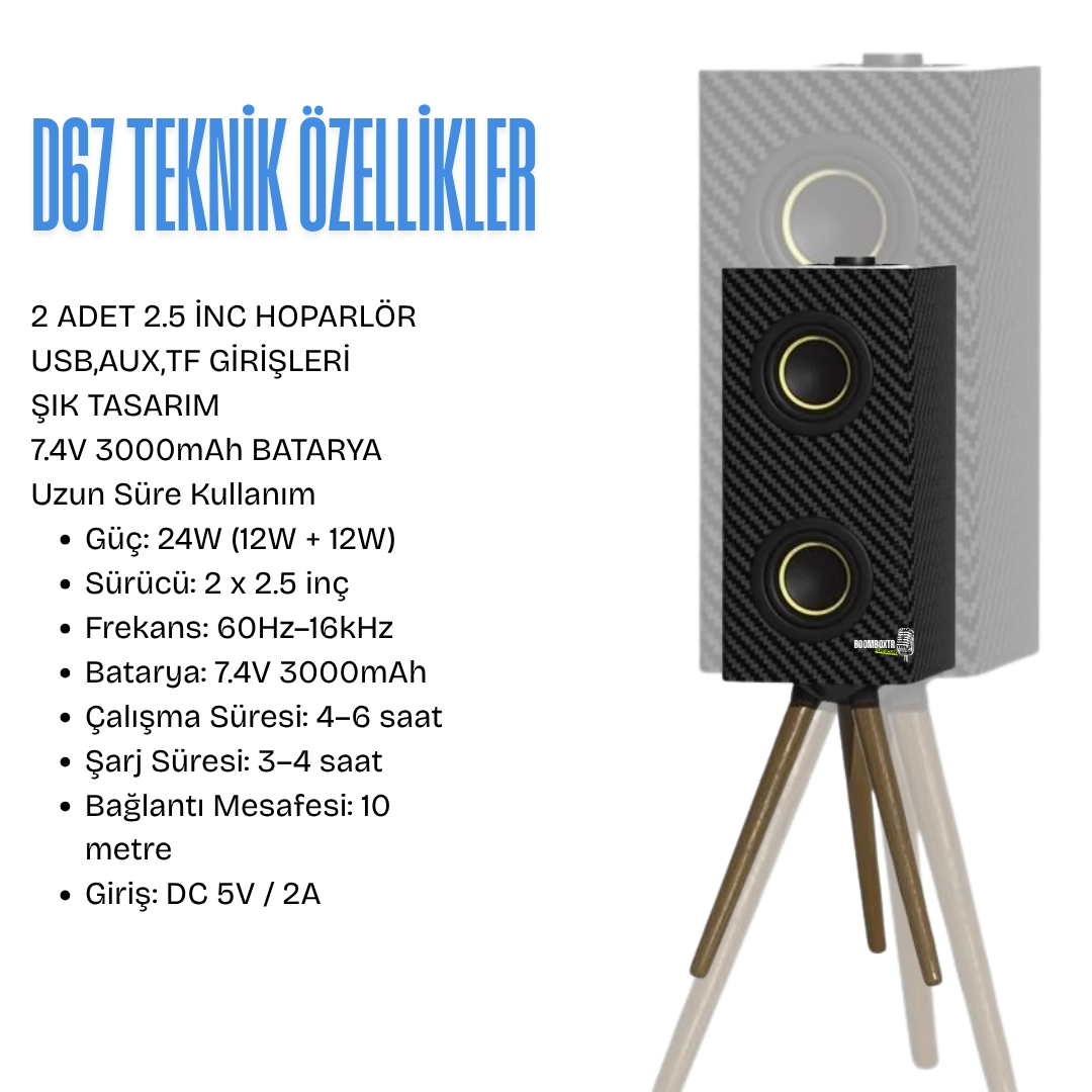 Retro D67 Bluetooth Hoparlör 24W | Ahşap Ayaklı Şık Tasarım | Uzun Pil Ömrü | USB AUX TF Girişli
