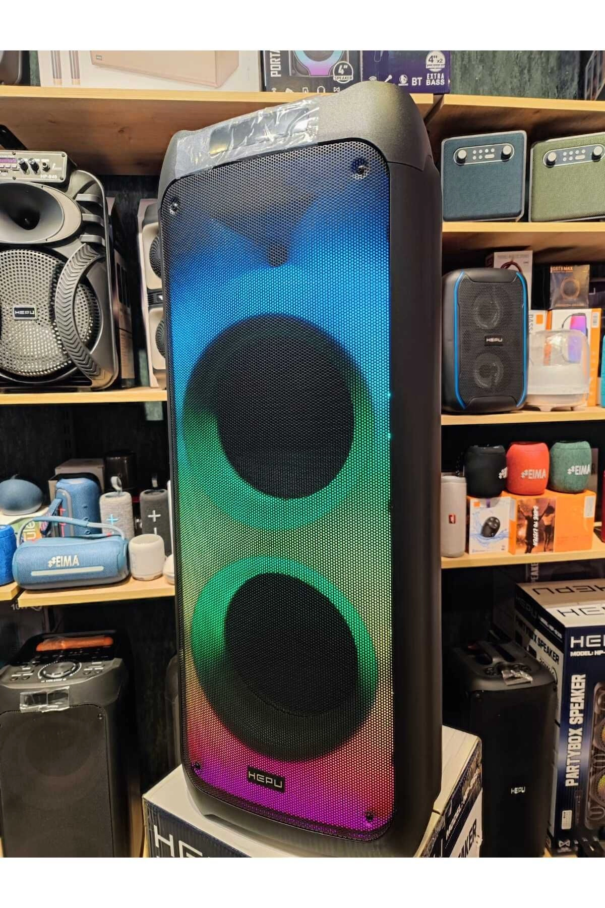 Hp 966 Taşınabilir Şarjlı Bluetooth Parti Hoparlörü  2*10 inc 80 w Kablosuz Mikrofon