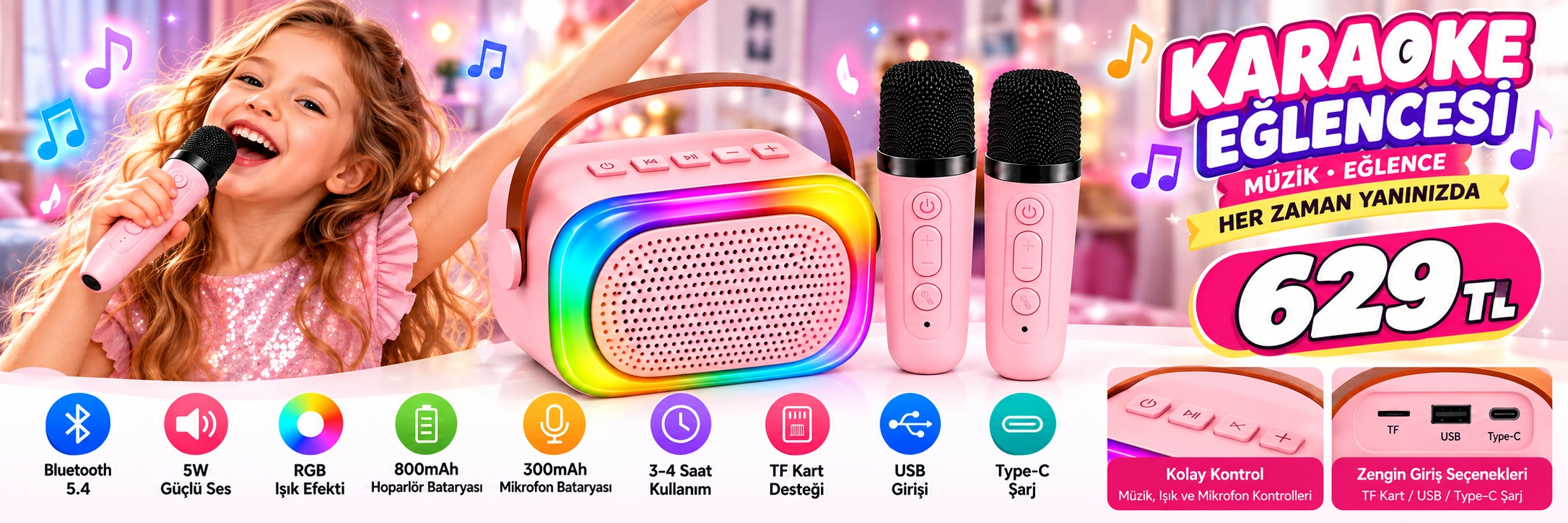 mini bluetooth hoparlör karaoke 